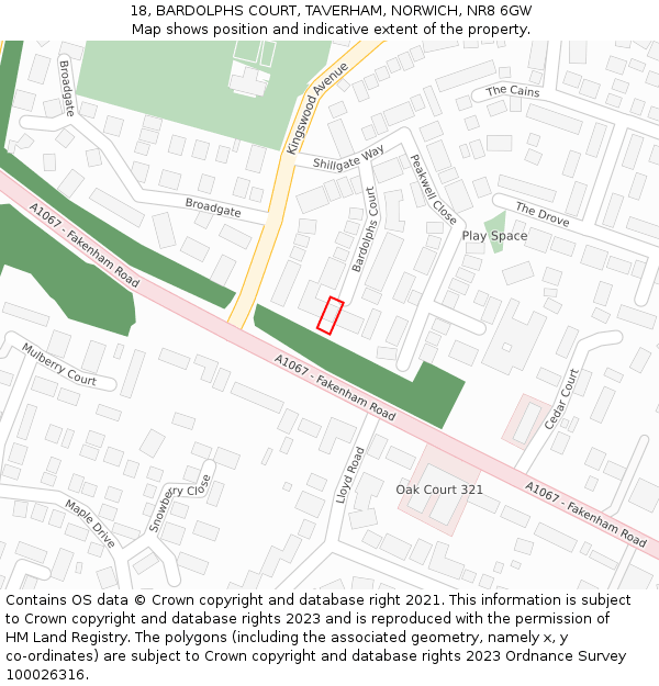 18, BARDOLPHS COURT, TAVERHAM, NORWICH, NR8 6GW: Location map and indicative extent of plot