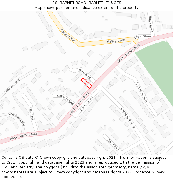 18, BARNET ROAD, BARNET, EN5 3ES: Location map and indicative extent of plot