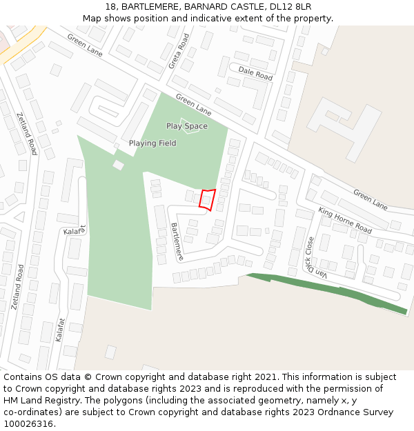 18, BARTLEMERE, BARNARD CASTLE, DL12 8LR: Location map and indicative extent of plot
