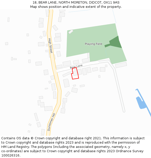 18, BEAR LANE, NORTH MORETON, DIDCOT, OX11 9AS: Location map and indicative extent of plot