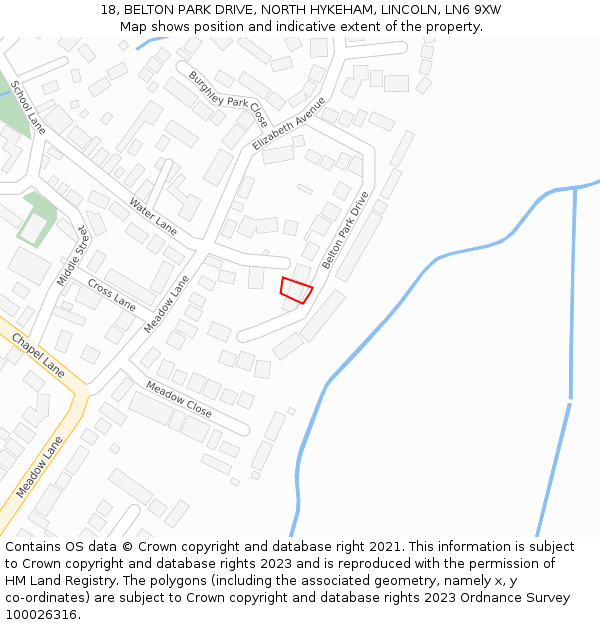 18, BELTON PARK DRIVE, NORTH HYKEHAM, LINCOLN, LN6 9XW: Location map and indicative extent of plot