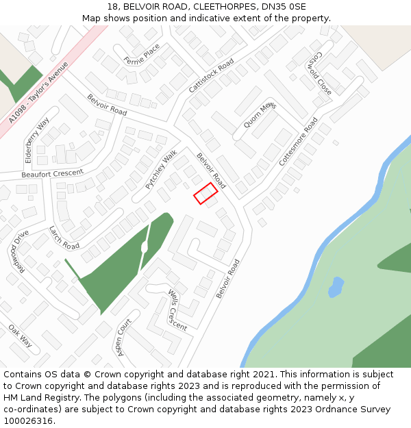 18, BELVOIR ROAD, CLEETHORPES, DN35 0SE: Location map and indicative extent of plot