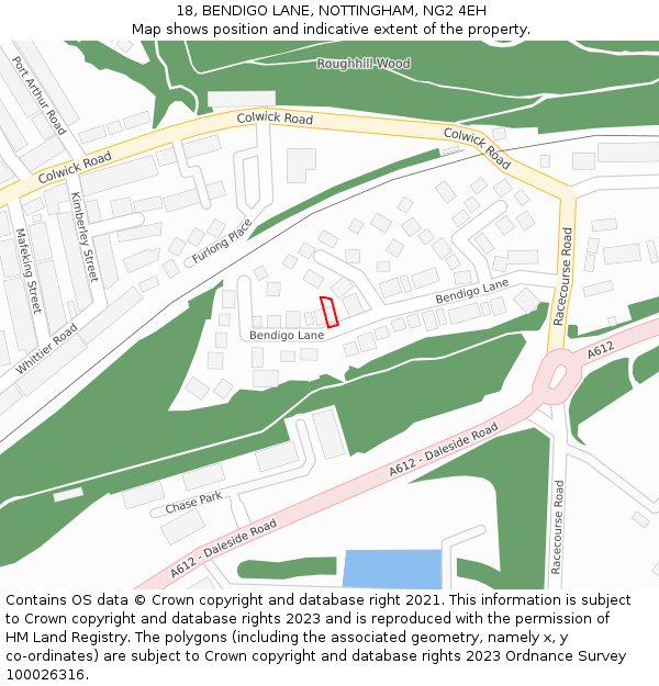 18, BENDIGO LANE, NOTTINGHAM, NG2 4EH: Location map and indicative extent of plot