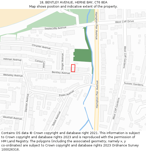 18, BENTLEY AVENUE, HERNE BAY, CT6 8EA: Location map and indicative extent of plot