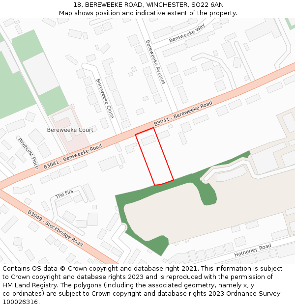 18, BEREWEEKE ROAD, WINCHESTER, SO22 6AN: Location map and indicative extent of plot