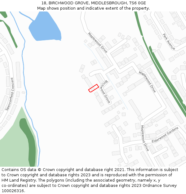 18, BIRCHWOOD GROVE, MIDDLESBROUGH, TS6 0GE: Location map and indicative extent of plot