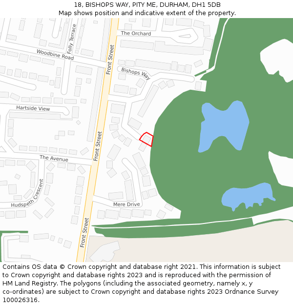 18, BISHOPS WAY, PITY ME, DURHAM, DH1 5DB: Location map and indicative extent of plot