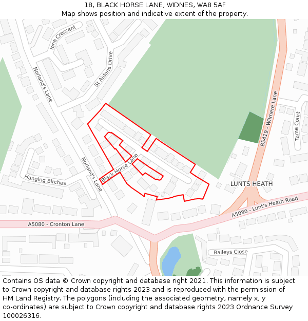 18, BLACK HORSE LANE, WIDNES, WA8 5AF: Location map and indicative extent of plot