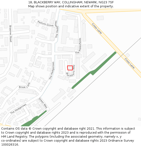 18, BLACKBERRY WAY, COLLINGHAM, NEWARK, NG23 7SF: Location map and indicative extent of plot