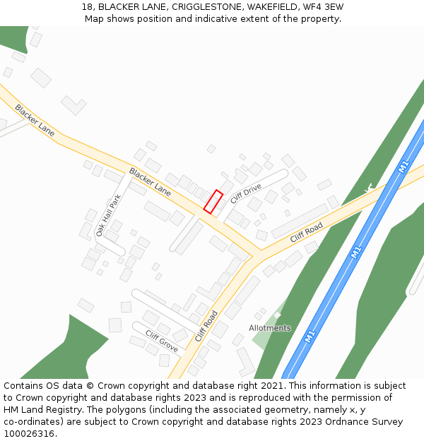 18, BLACKER LANE, CRIGGLESTONE, WAKEFIELD, WF4 3EW: Location map and indicative extent of plot