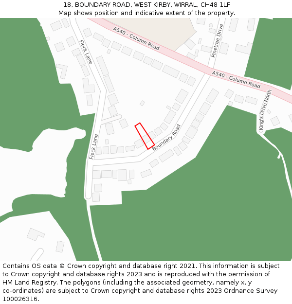 18, BOUNDARY ROAD, WEST KIRBY, WIRRAL, CH48 1LF: Location map and indicative extent of plot