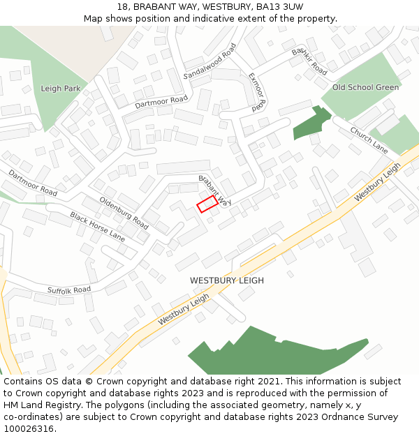 18, BRABANT WAY, WESTBURY, BA13 3UW: Location map and indicative extent of plot