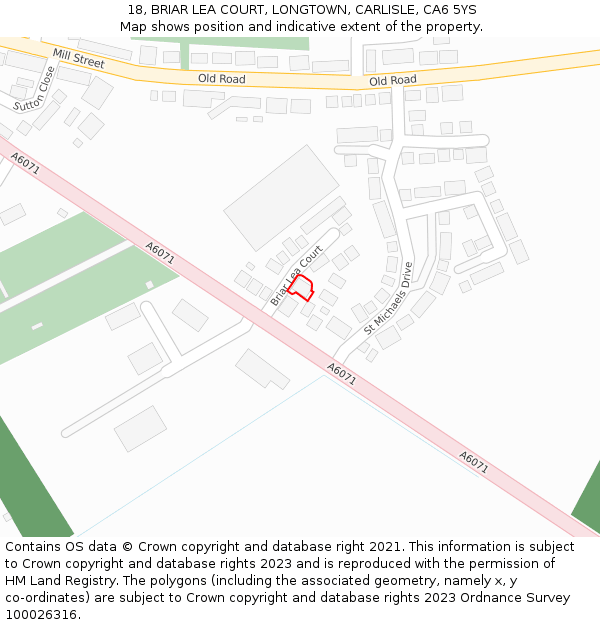 18, BRIAR LEA COURT, LONGTOWN, CARLISLE, CA6 5YS: Location map and indicative extent of plot