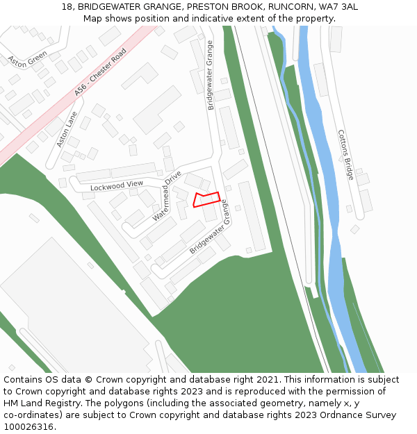 18, BRIDGEWATER GRANGE, PRESTON BROOK, RUNCORN, WA7 3AL: Location map and indicative extent of plot