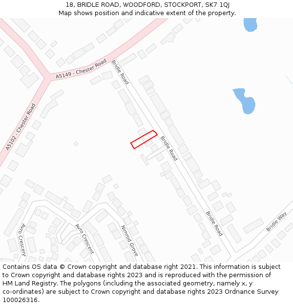 18, BRIDLE ROAD, WOODFORD, STOCKPORT, SK7 1QJ: Location map and indicative extent of plot