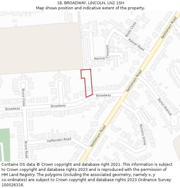 18, BROADWAY, LINCOLN, LN2 1SH: Location map and indicative extent of plot