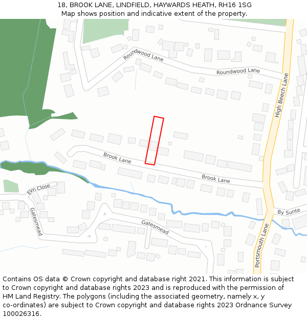 18, BROOK LANE, LINDFIELD, HAYWARDS HEATH, RH16 1SG: Location map and indicative extent of plot