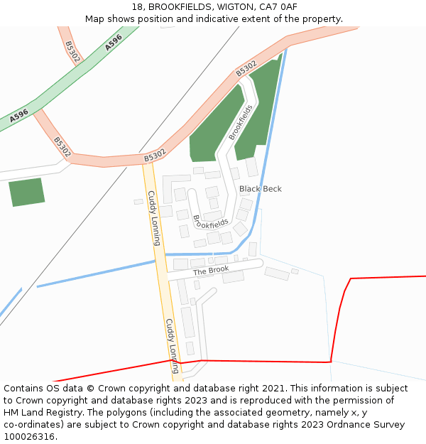 18, BROOKFIELDS, WIGTON, CA7 0AF: Location map and indicative extent of plot