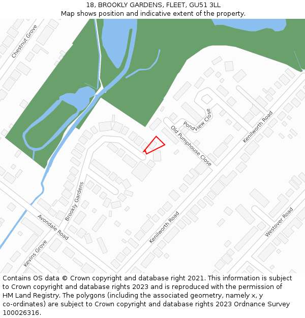 18, BROOKLY GARDENS, FLEET, GU51 3LL: Location map and indicative extent of plot