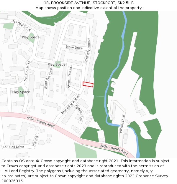 18, BROOKSIDE AVENUE, STOCKPORT, SK2 5HR: Location map and indicative extent of plot