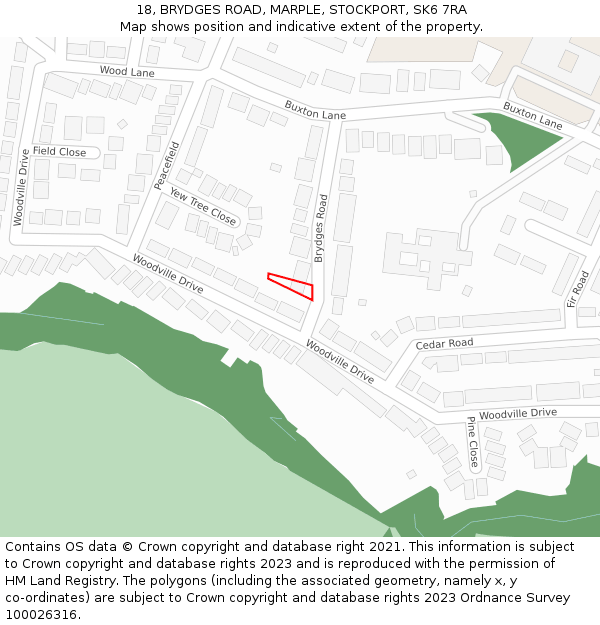 18, BRYDGES ROAD, MARPLE, STOCKPORT, SK6 7RA: Location map and indicative extent of plot