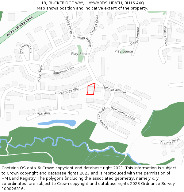 18, BUCKERIDGE WAY, HAYWARDS HEATH, RH16 4XQ: Location map and indicative extent of plot