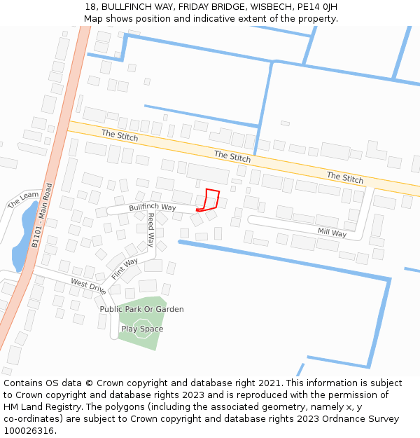 18, BULLFINCH WAY, FRIDAY BRIDGE, WISBECH, PE14 0JH: Location map and indicative extent of plot