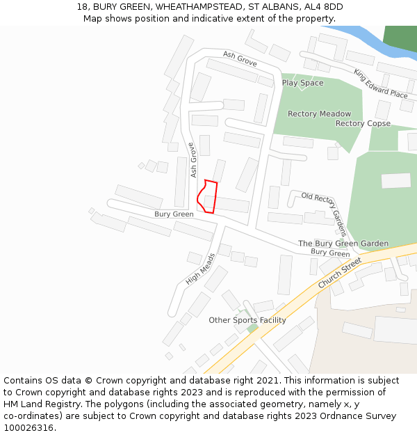 18, BURY GREEN, WHEATHAMPSTEAD, ST ALBANS, AL4 8DD: Location map and indicative extent of plot