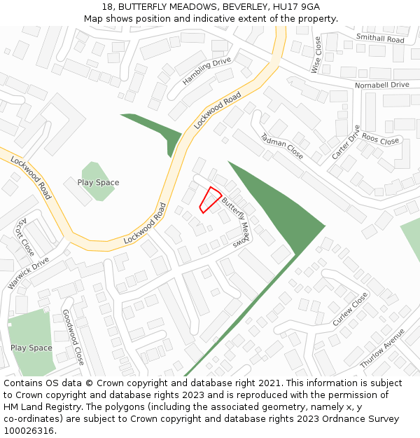 18, BUTTERFLY MEADOWS, BEVERLEY, HU17 9GA: Location map and indicative extent of plot