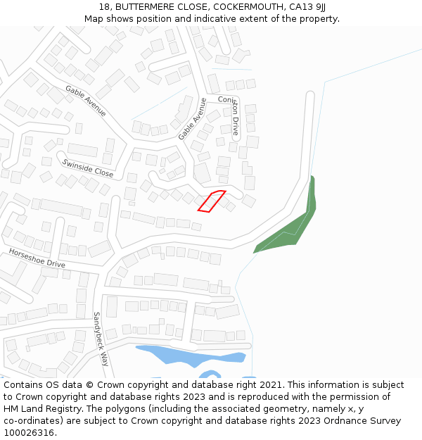 18, BUTTERMERE CLOSE, COCKERMOUTH, CA13 9JJ: Location map and indicative extent of plot