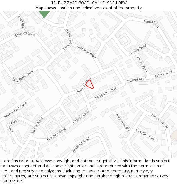 18, BUZZARD ROAD, CALNE, SN11 9RW: Location map and indicative extent of plot