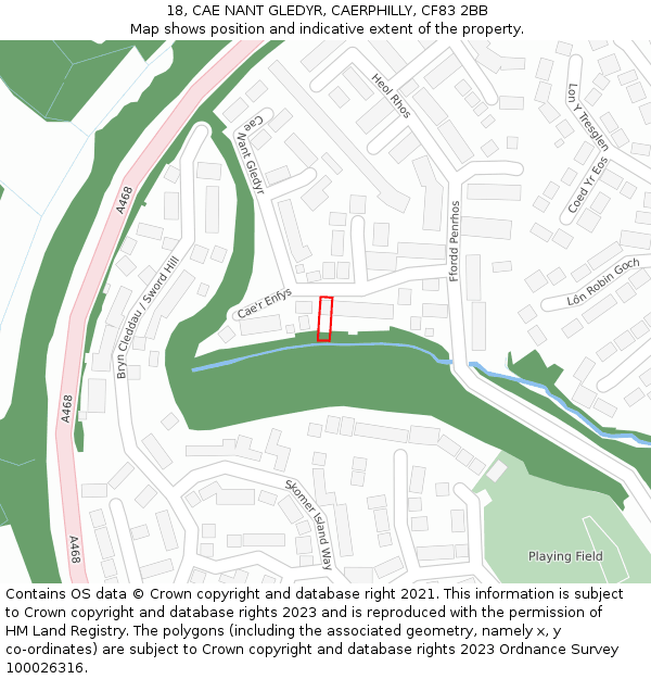 18, CAE NANT GLEDYR, CAERPHILLY, CF83 2BB: Location map and indicative extent of plot