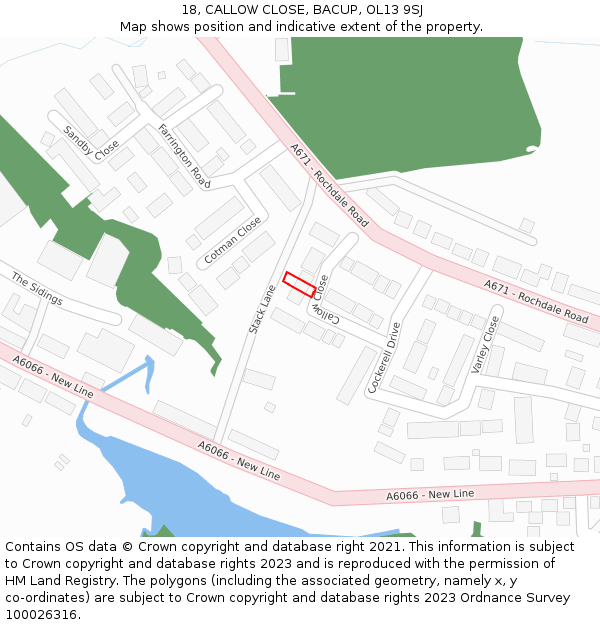 18, CALLOW CLOSE, BACUP, OL13 9SJ: Location map and indicative extent of plot