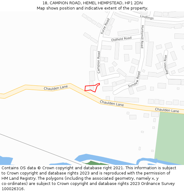 18, CAMPION ROAD, HEMEL HEMPSTEAD, HP1 2DN: Location map and indicative extent of plot