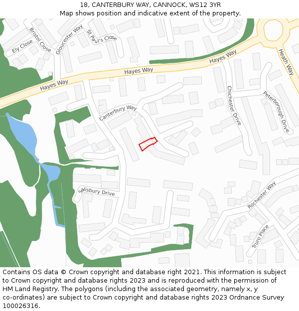 18, CANTERBURY WAY, CANNOCK, WS12 3YR: Location map and indicative extent of plot