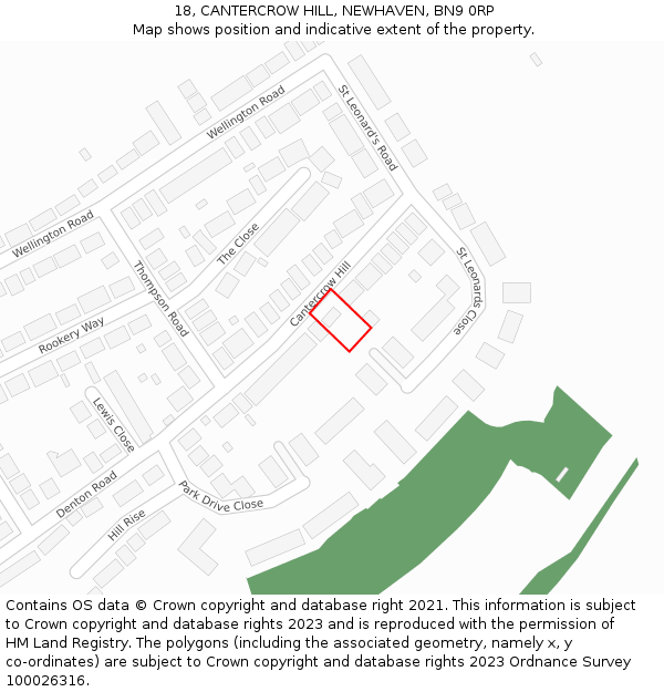 18, CANTERCROW HILL, NEWHAVEN, BN9 0RP: Location map and indicative extent of plot