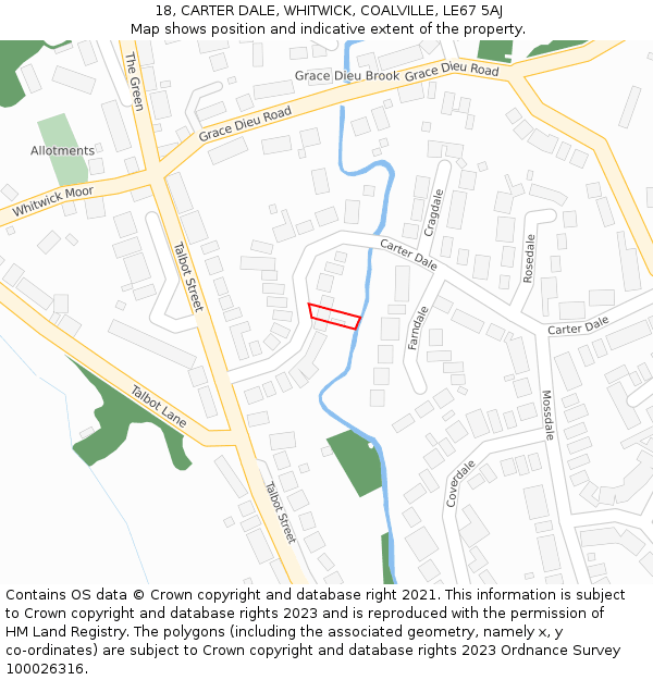 18, CARTER DALE, WHITWICK, COALVILLE, LE67 5AJ: Location map and indicative extent of plot
