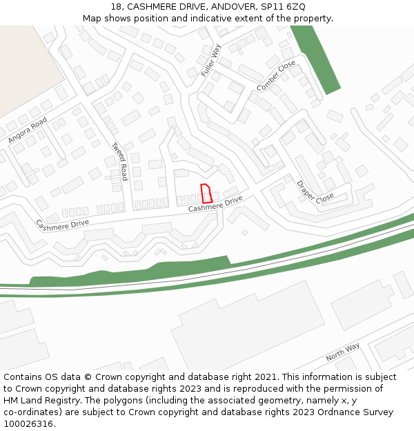 18, CASHMERE DRIVE, ANDOVER, SP11 6ZQ: Location map and indicative extent of plot