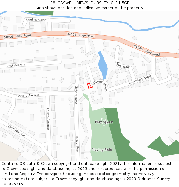 18, CASWELL MEWS, DURSLEY, GL11 5GE: Location map and indicative extent of plot