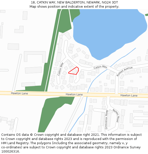 18, CATKIN WAY, NEW BALDERTON, NEWARK, NG24 3DT: Location map and indicative extent of plot