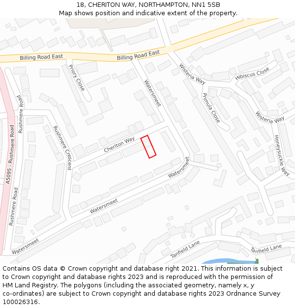 18, CHERITON WAY, NORTHAMPTON, NN1 5SB: Location map and indicative extent of plot