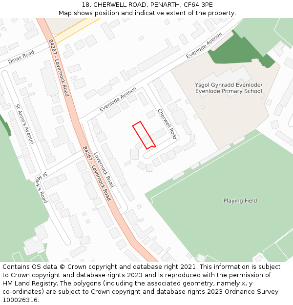 18, CHERWELL ROAD, PENARTH, CF64 3PE: Location map and indicative extent of plot
