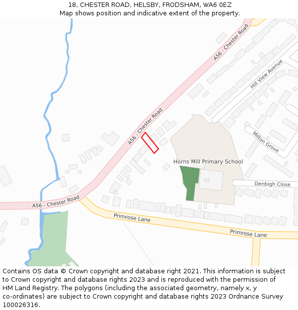 18, CHESTER ROAD, HELSBY, FRODSHAM, WA6 0EZ: Location map and indicative extent of plot