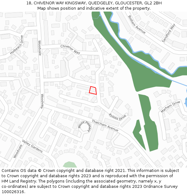 18, CHIVENOR WAY KINGSWAY, QUEDGELEY, GLOUCESTER, GL2 2BH: Location map and indicative extent of plot
