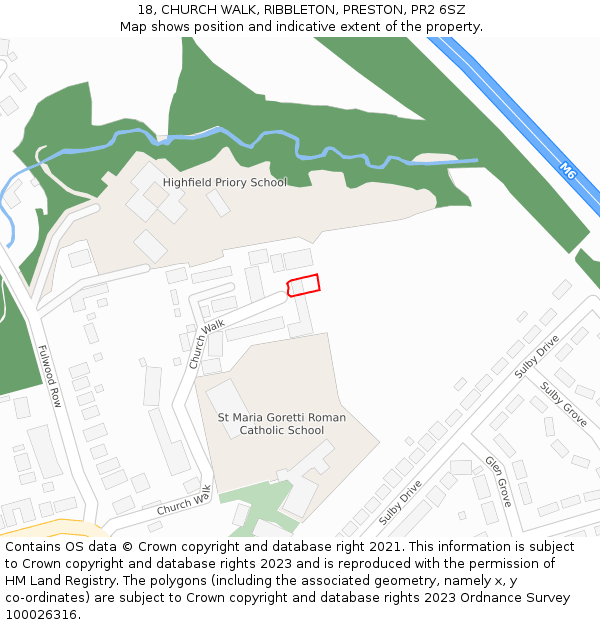 18, CHURCH WALK, RIBBLETON, PRESTON, PR2 6SZ: Location map and indicative extent of plot