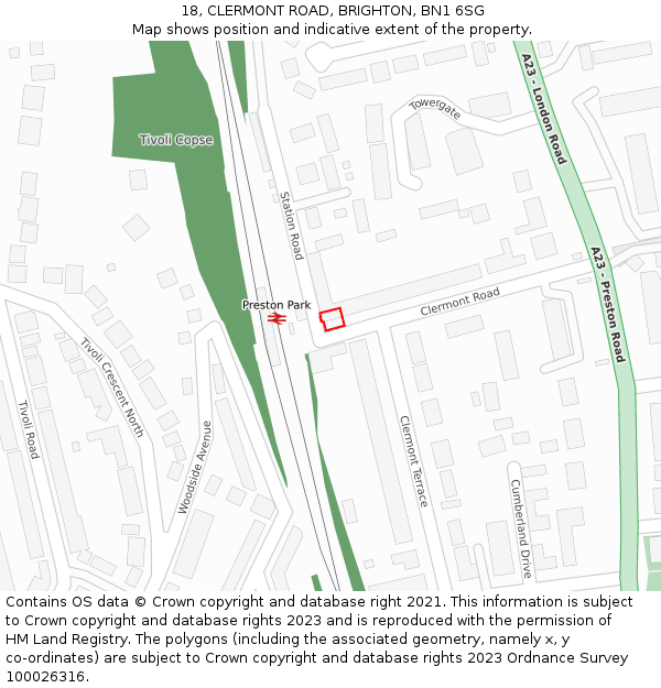 18, CLERMONT ROAD, BRIGHTON, BN1 6SG: Location map and indicative extent of plot