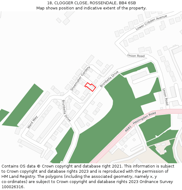 18, CLOGGER CLOSE, ROSSENDALE, BB4 6SB: Location map and indicative extent of plot