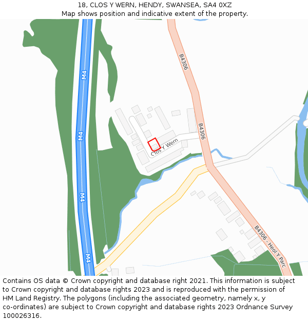 18, CLOS Y WERN, HENDY, SWANSEA, SA4 0XZ: Location map and indicative extent of plot