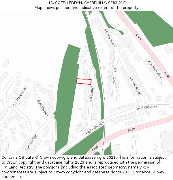 18, COED LEDDYN, CAERPHILLY, CF83 2NF: Location map and indicative extent of plot