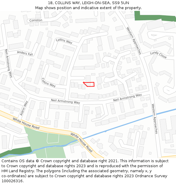 18, COLLINS WAY, LEIGH-ON-SEA, SS9 5UN: Location map and indicative extent of plot